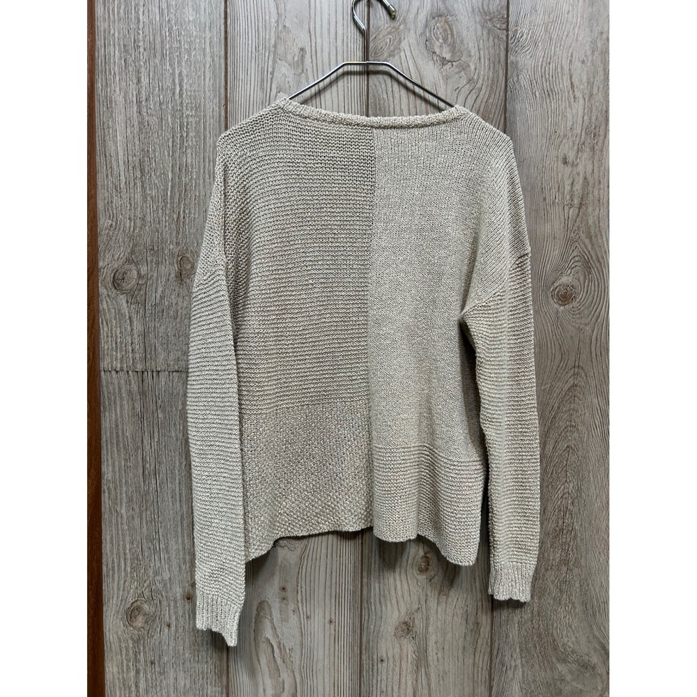 Eileen Fisher Organic Linen Cotton Mixed Stitch Sweater Beige Large L/G - Picture 7 of 7